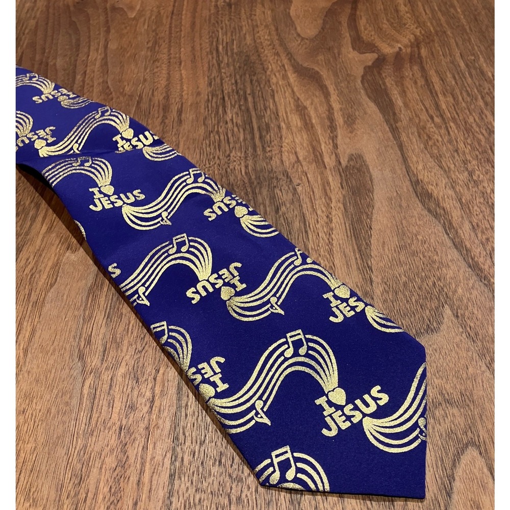 City One Mens Purple Gold I Heart Jesus Music‎ Note Religious Necktie RN 98566